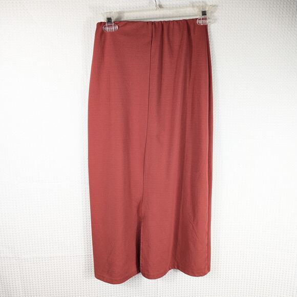 Yook Yook Girls Rust Midi Skirt Women Cotton Blend Elastic Waist Made in Korea - Picture 2 of 4